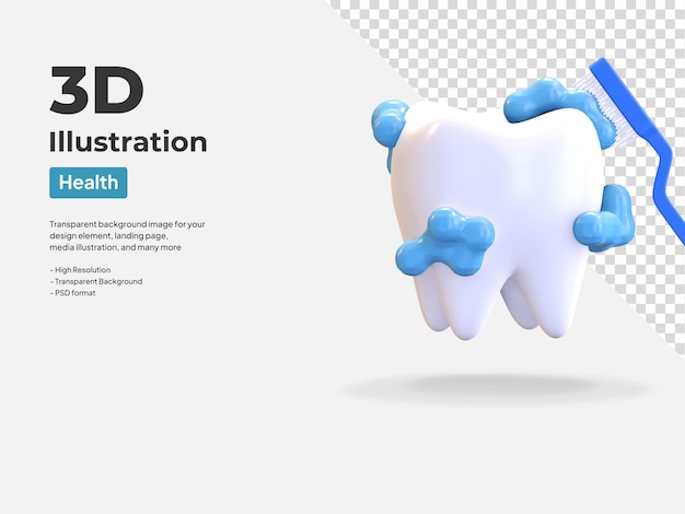 Szczotkowanie Zębów Ikona Dentysta Symbol 3d Render Ilustracja