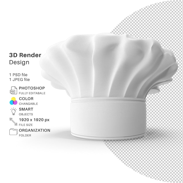 PSD szef kuchni 3d modelowanie pliku psd realistyczny szef kuchni kapelusz
