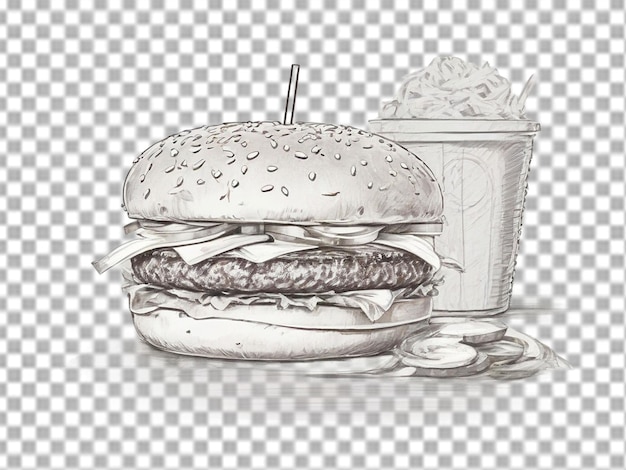 Szkic Hamburgera Na Przezroczystym Tle