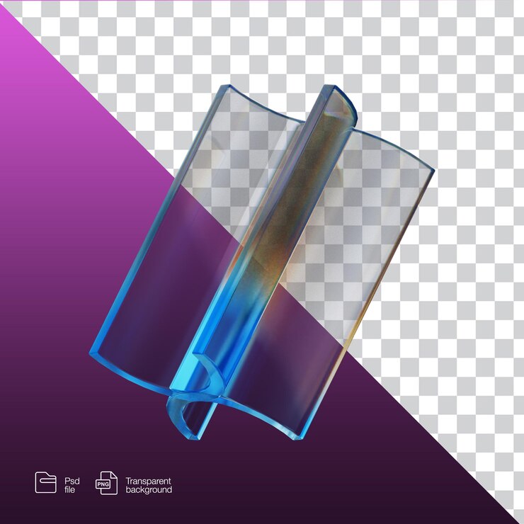 PSD szklana abstrakcyjna ilustracja 3d z żywymi kolorami.
