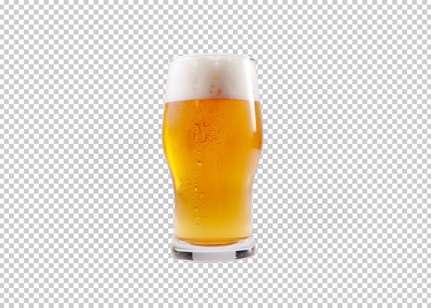 Szklanka piwa na białym tle przezroczystość tła