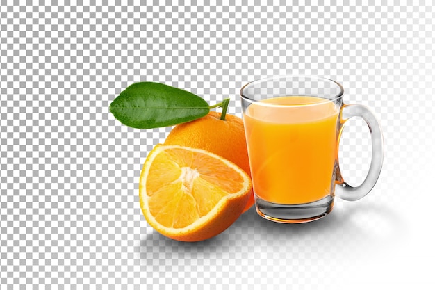 PSD szklanka soku pomarańczowego i pomarańczy