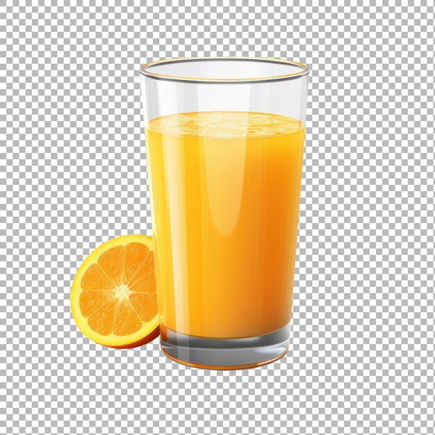 PSD szklanka soku pomarańczowego wyizolowanego na przezroczystym tle