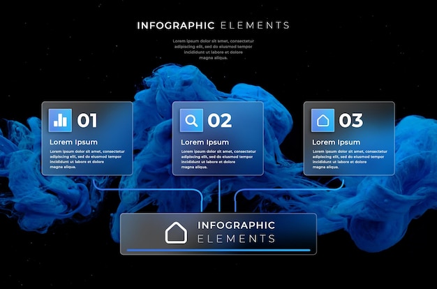 PSD szklany szablon infografiki osi czasu