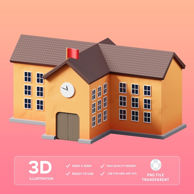 Szkoła PSD 3D Ilustracja