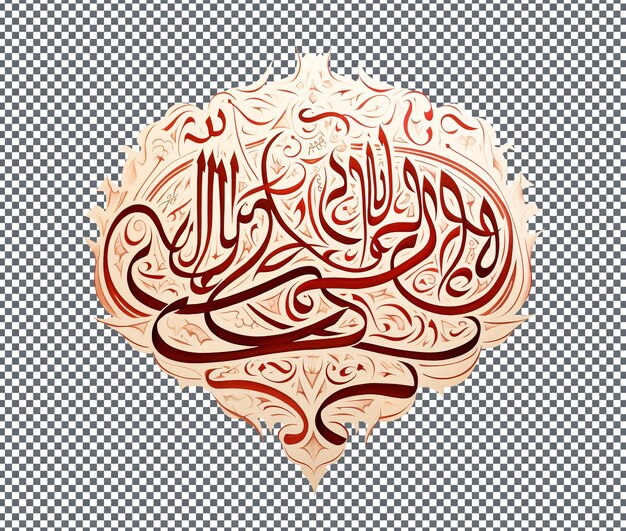 PSD szlachetna islamska kaligrafia na ścianie wyizolowana na przezroczystym tle