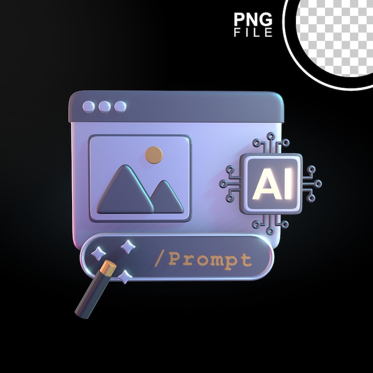 PSD sztuczna inteligencja ai image prompt 3d icon design