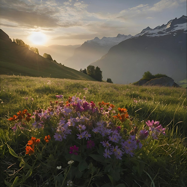 PSD szwajcarski krajobraz górski