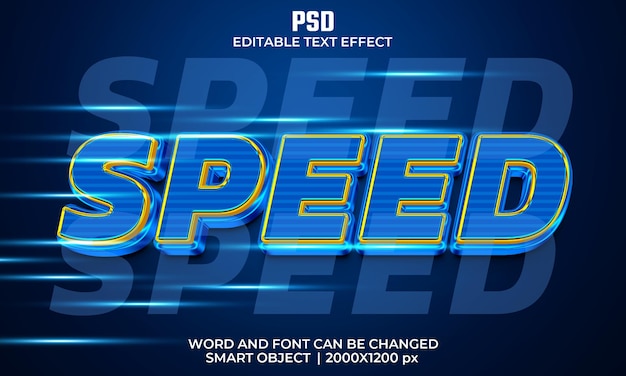 Szybkość edytowalnego efektu tekstowego 3d Premium Psd z tłem