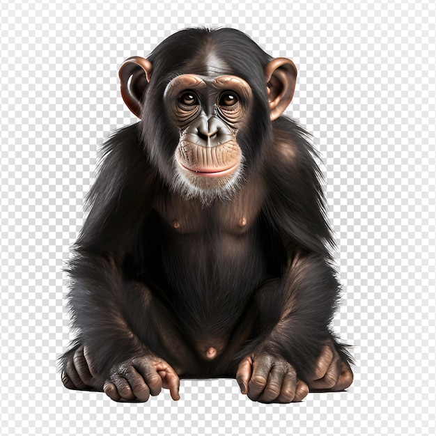 PSD szympans izolowany na przezroczystym tle generatywny ai