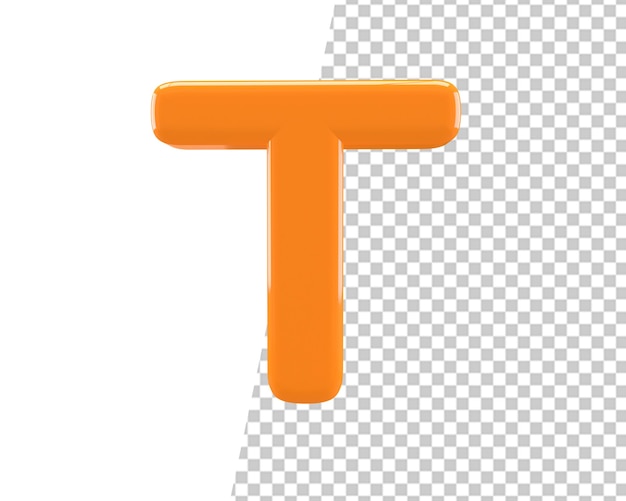 T letter gold text 3d render