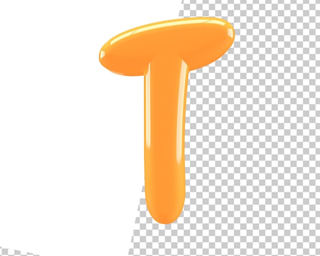 t letter gold text 3d render