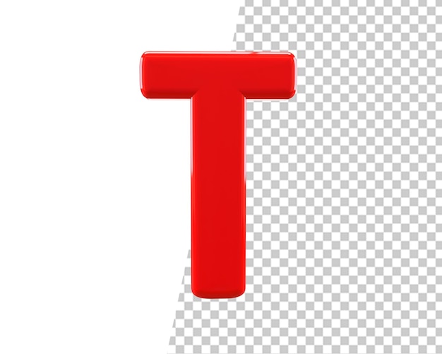 PSD t letter red text 3d render