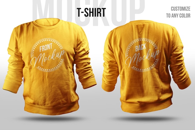 T-shirt front and back view mockup