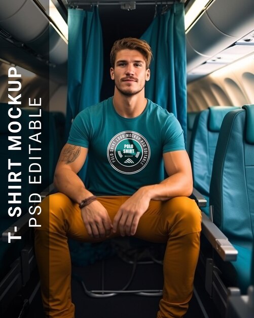 PSD t shirt logo mockup background aircraft view