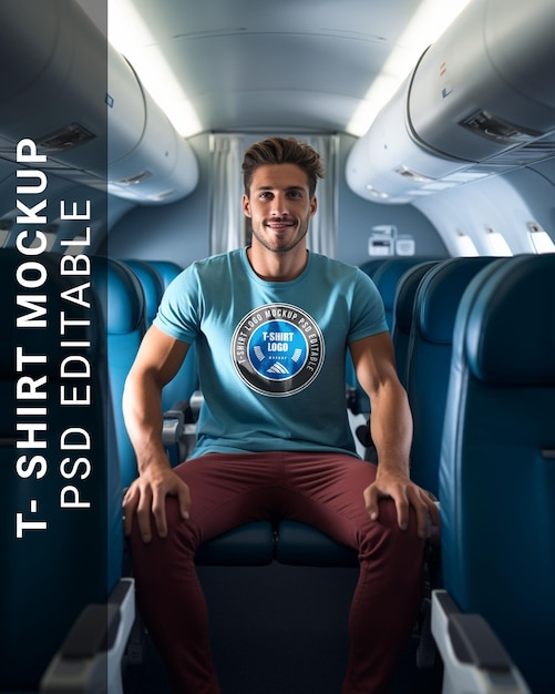 PSD t shirt logo mockup background aircraft view