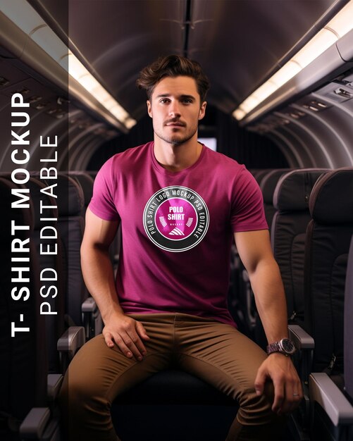 PSD t shirt logo mockup background aircraft view