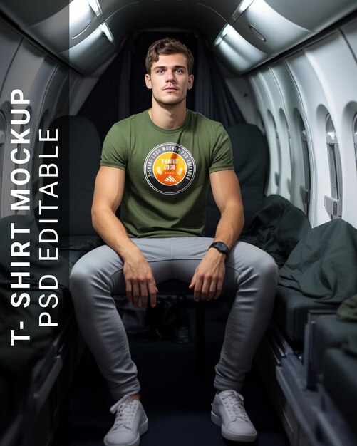 PSD t shirt logo mockup background aircraft view