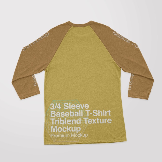 T-shirt met honkbalmouw triblend textuur terug mockup