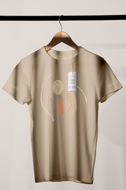 PSD mock-up di t-shirt con etichetta