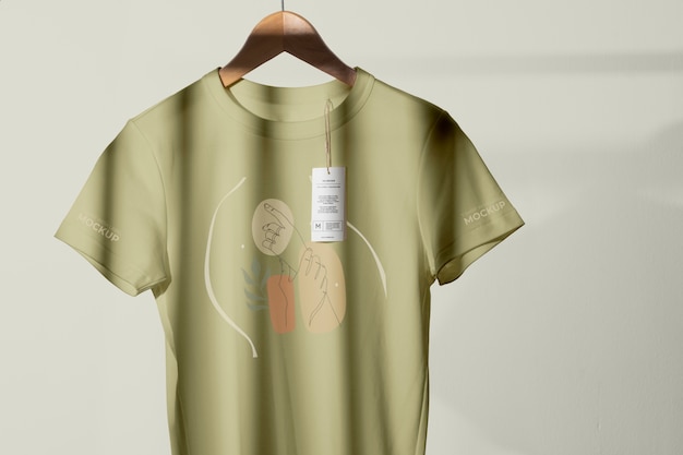 Mock-up di t-shirt con etichetta