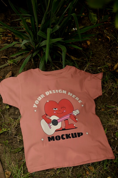 PSD t-shirt mockup in de natuur