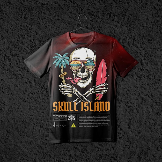 T-shirt Mockup PSD Czaszka Letnia T-shirt