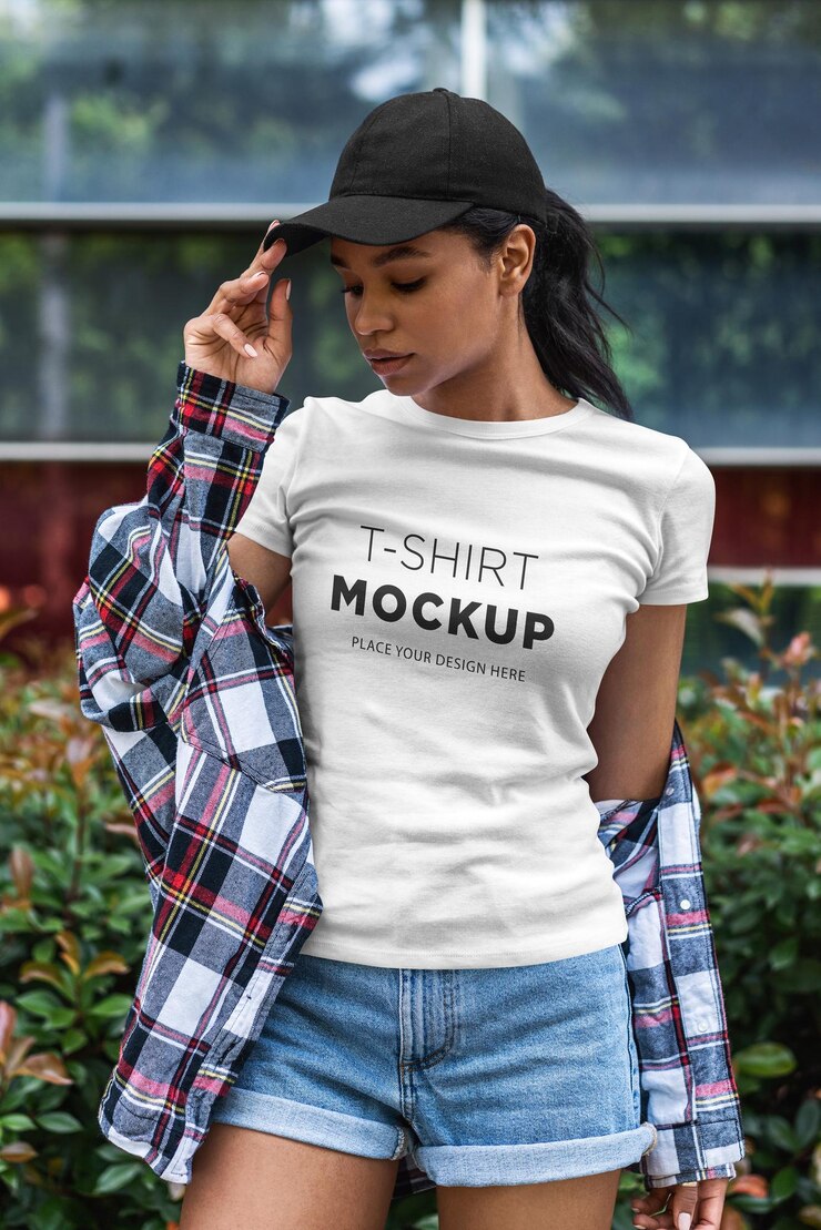 PSD t-shirt mockup stylish african girl