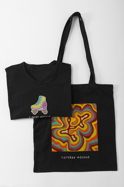 PSD mockup di maglietta e borsa tote