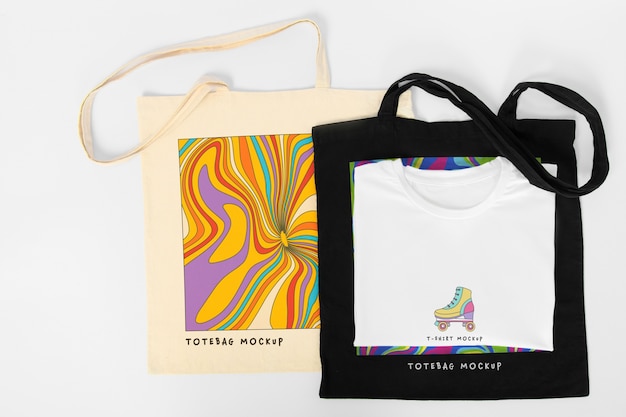 Mockup di maglietta e borsa tote