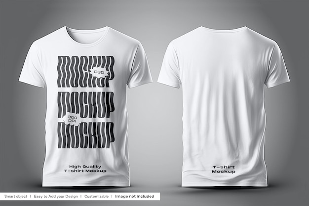 T-shirts mockup voor- en achterkant witte mannelijke t-shirt photoshop mockup 3d tshirt mockup t-shirt psd