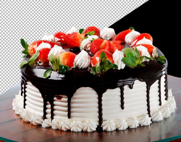 Taart met witte chocolade slagroom slagroom en aardbeien