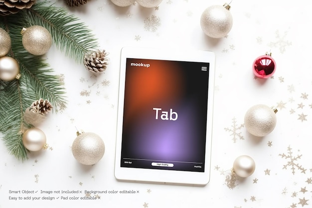 PSD tab mockup świąt bożego narodzenia