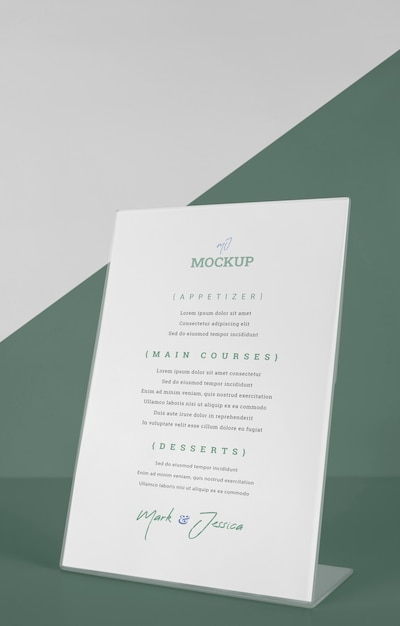 PSD tabel menu mock-up