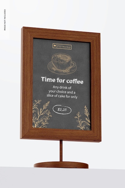 Table Board Sign Mockup, Low Angle View