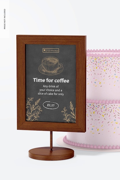 table board sign mockup, with cake