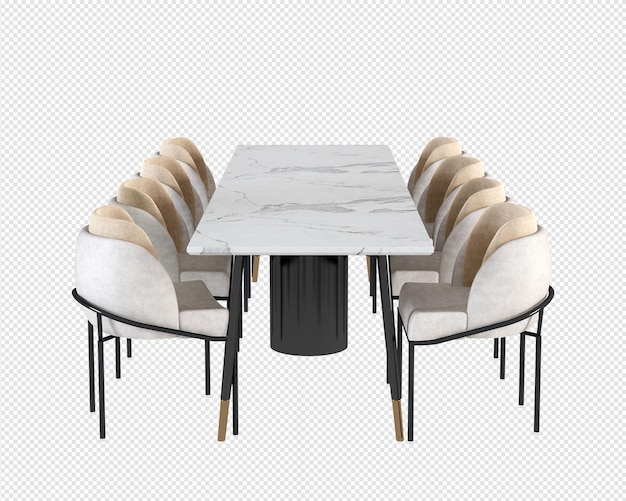 PSD table and chair in 3d rendering isolated