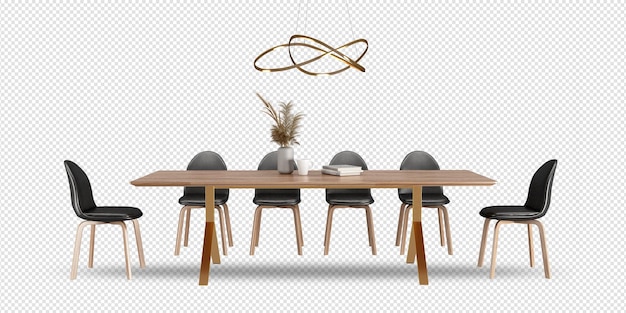 Table and chairs in 3d rendering