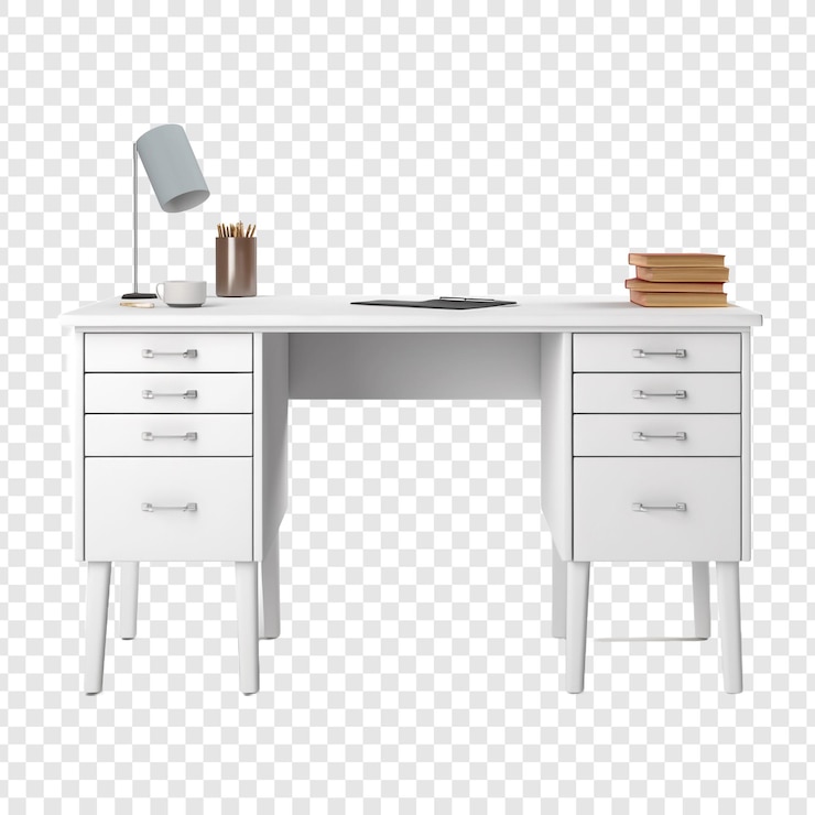 PSD a table designed for writing or paperwork may have drawers isolated on transparent background