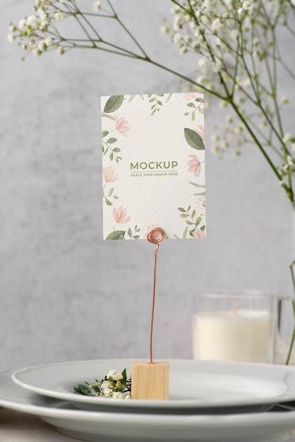 Table display with floral paper card mock-up