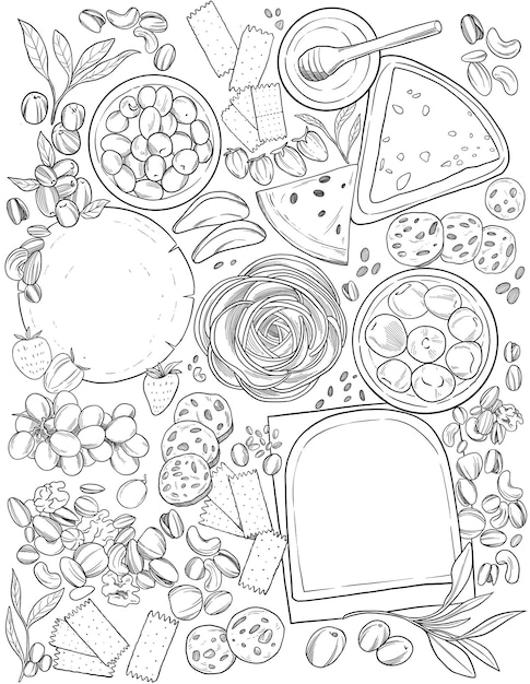 Table food set schets illustratie