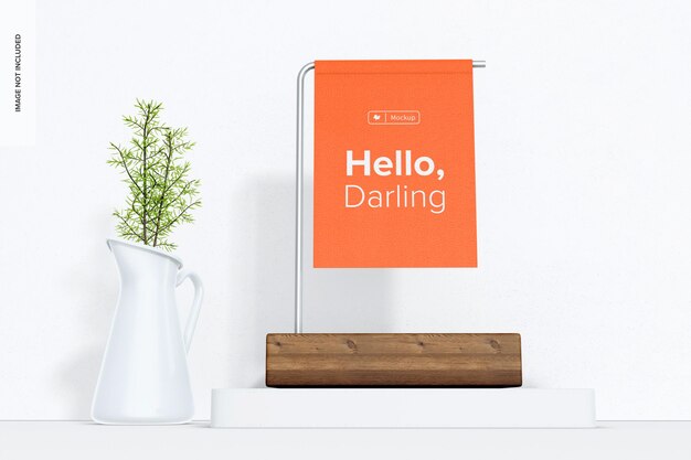 Table hanging sign mockup, front view