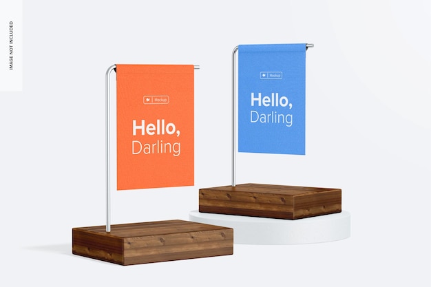 Table hanging signs mockup