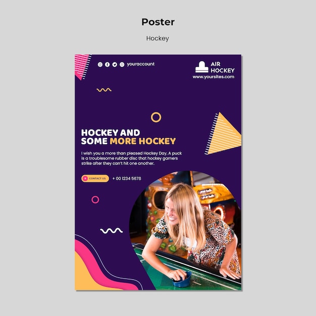 Modello di progettazione del poster dell'hockey da tavolo