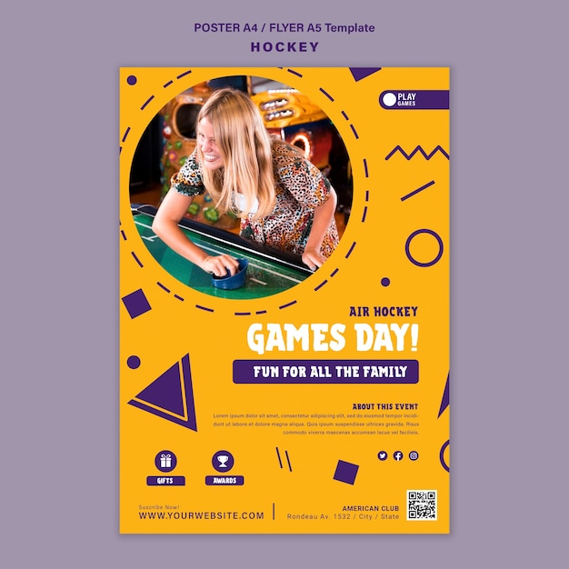 PSD table hockey poster design template