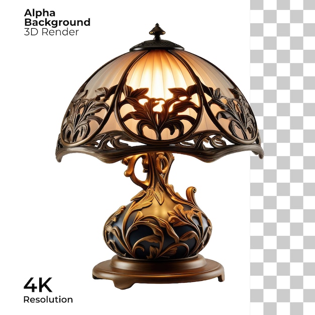 PSD table lamp on trasnpernat background