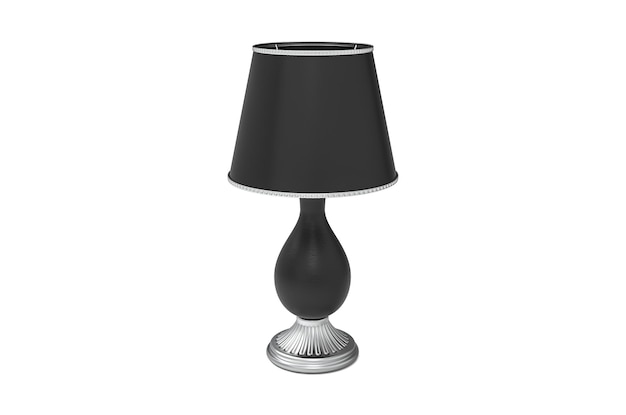 Lampada da tavolo con paralume rendering 3d isolato su sfondo bianco