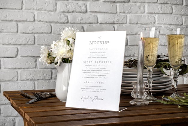 PSD table menu display mock-up