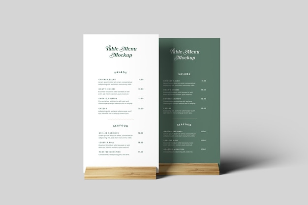 Mockup del menu tabella