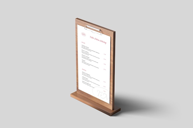 PSD table menu mockup